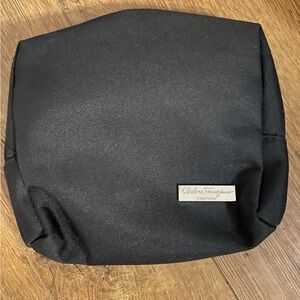 Salvatore Ferragamo black makeup bag purse rare vintage silver